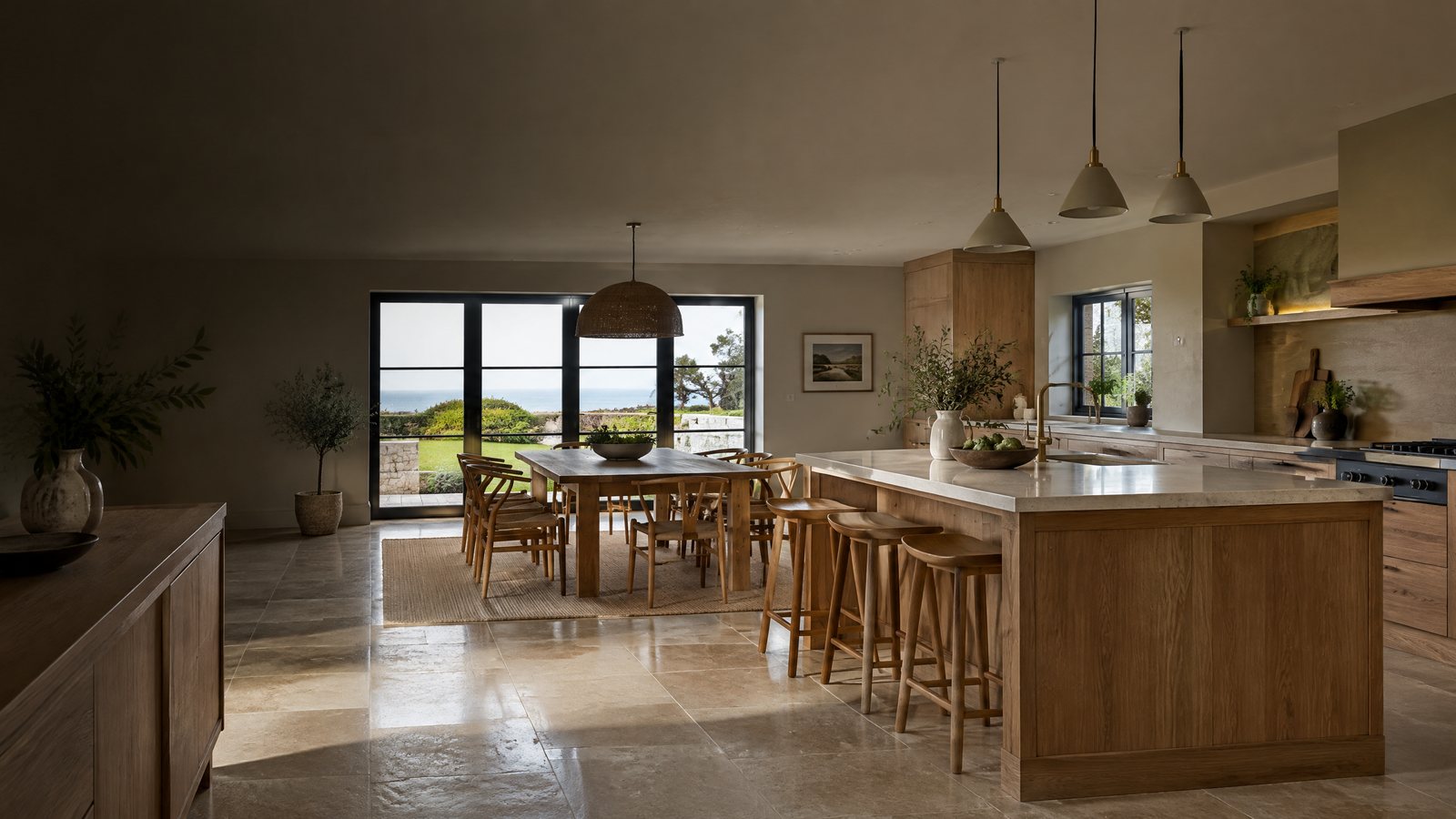 Contemporary open-plan kitchen and dining interior showing whole-home refurbishment design ideas
